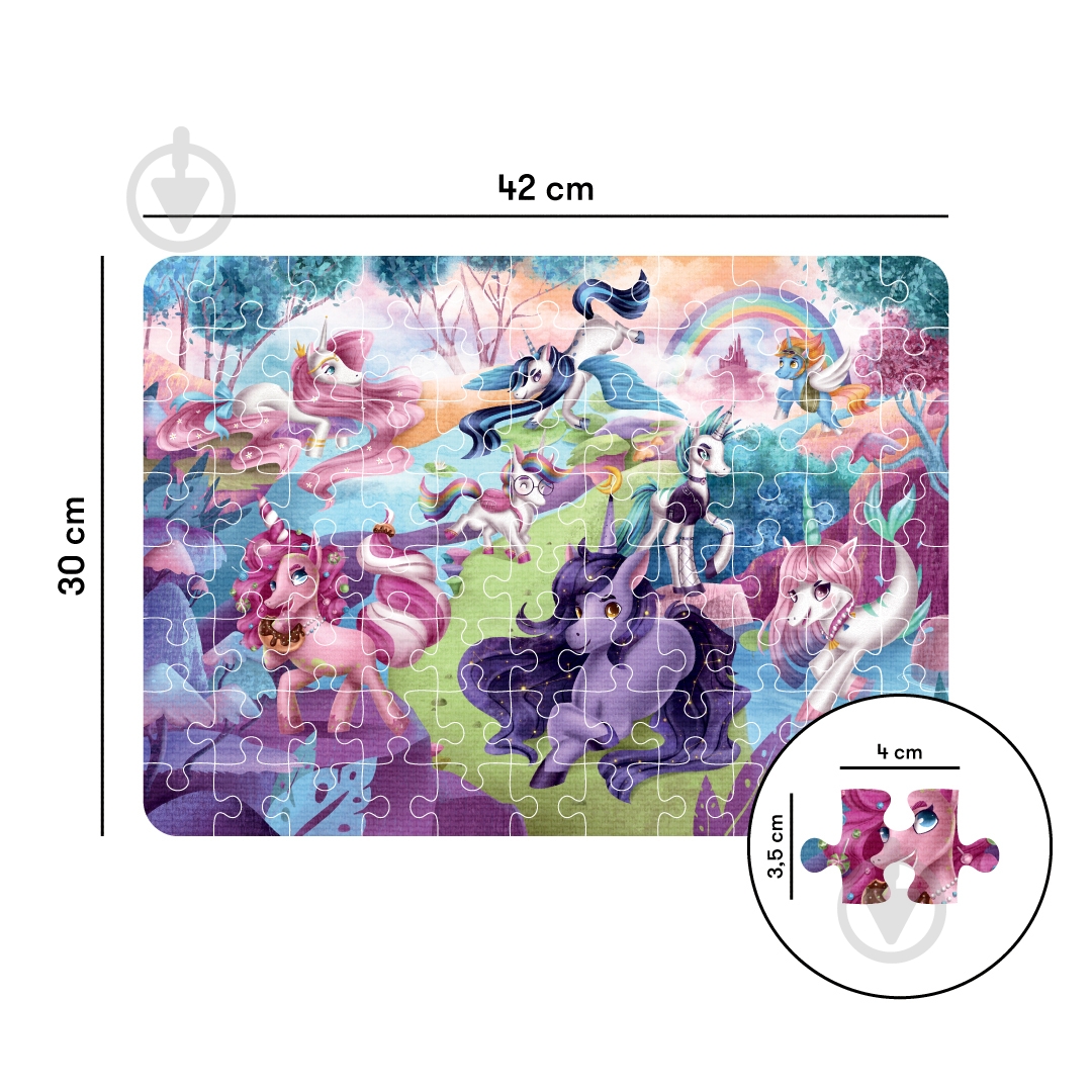 Пазлы картонные Единороги 88 элементов orner-1551 - фото 2
