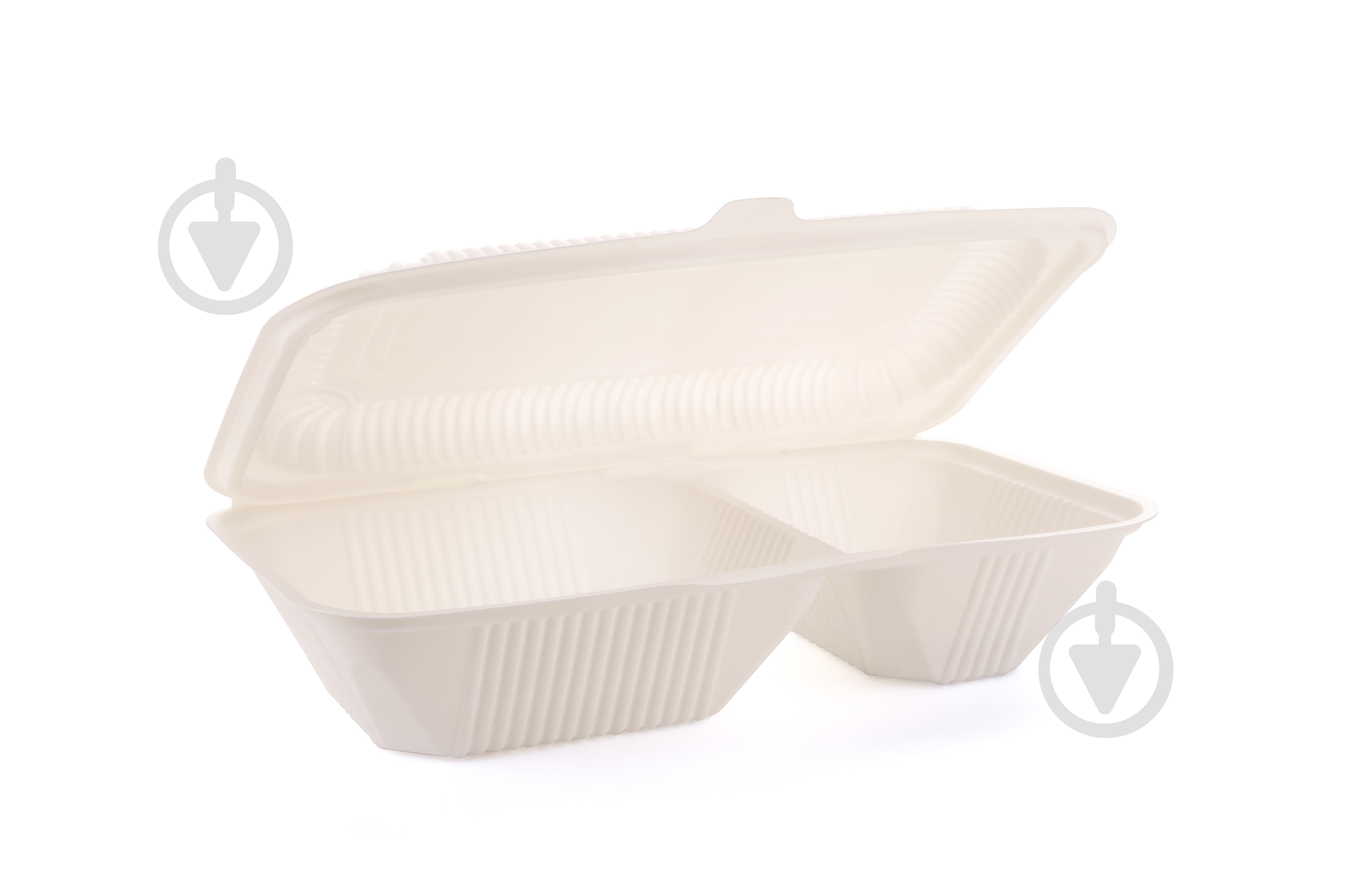 Ланч-бокс одноразовый из кукурузного крахмала двосекционный GREEN PACK 1000 мл 100 шт. - фото 1