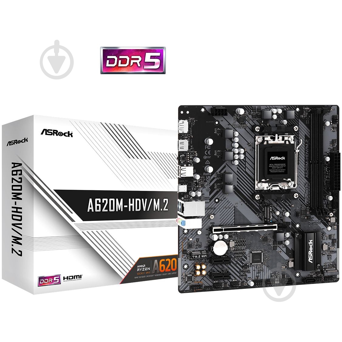 Материнська плата ASRock A620M-HDV/M.2 (Socket AM5, AMD A620, micro ATX) - фото 5 Материнська плата ASRock A620M-HDV/M.2 (Socket AM5, AMD A620, micro ATX) - фото 5