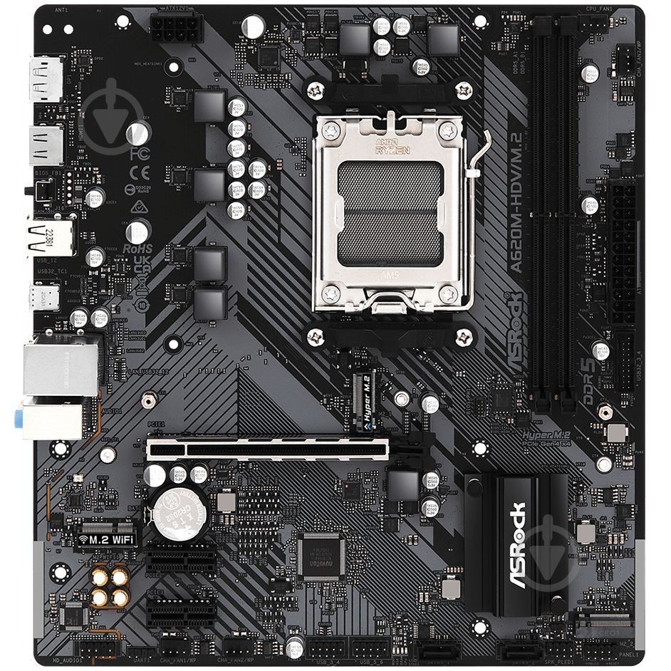 Материнська плата ASRock A620M-HDV/M.2 (Socket AM5, AMD A620, micro ATX) - фото 6 Материнська плата ASRock A620M-HDV/M.2 (Socket AM5, AMD A620, micro ATX) - фото 6