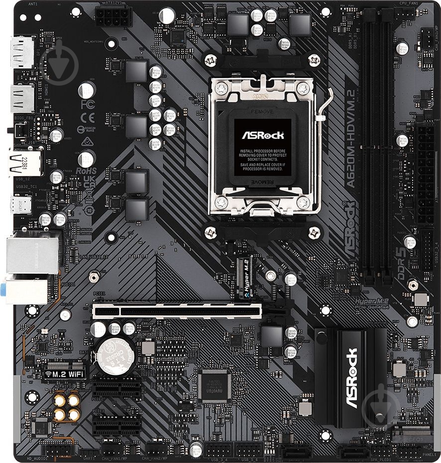 Материнська плата ASRock A620M-HDV/M.2 (Socket AM5, AMD A620, micro ATX) - фото 1 Материнська плата ASRock A620M-HDV/M.2 (Socket AM5, AMD A620, micro ATX) - фото 1