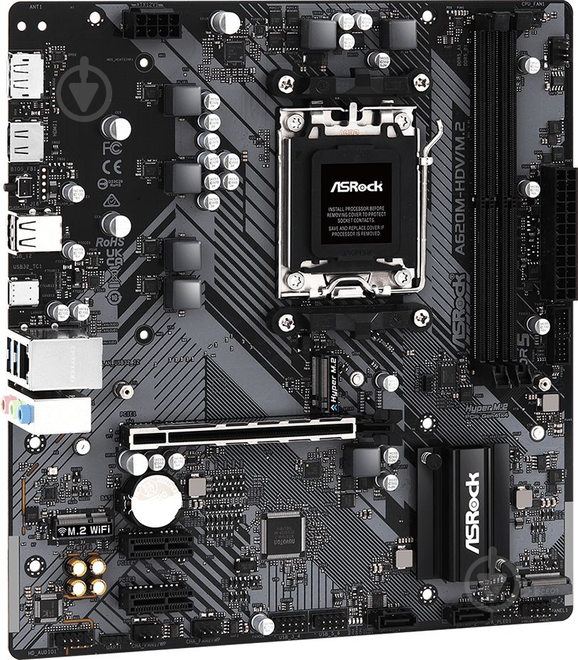 Материнська плата ASRock A620M-HDV/M.2 (Socket AM5, AMD A620, micro ATX) - фото 2 Материнська плата ASRock A620M-HDV/M.2 (Socket AM5, AMD A620, micro ATX) - фото 2
