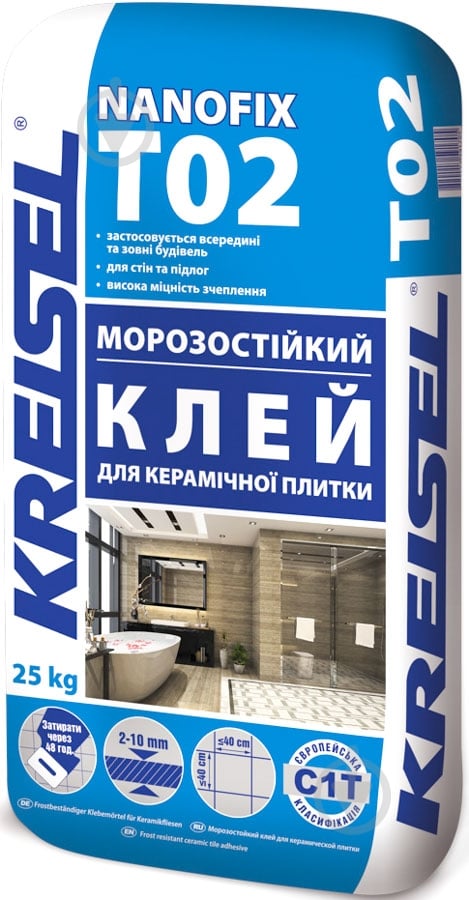 Клей для плитки та мозаїки KREISEL NANOFIX T02 Морозостійкий 25 кг - фото 2