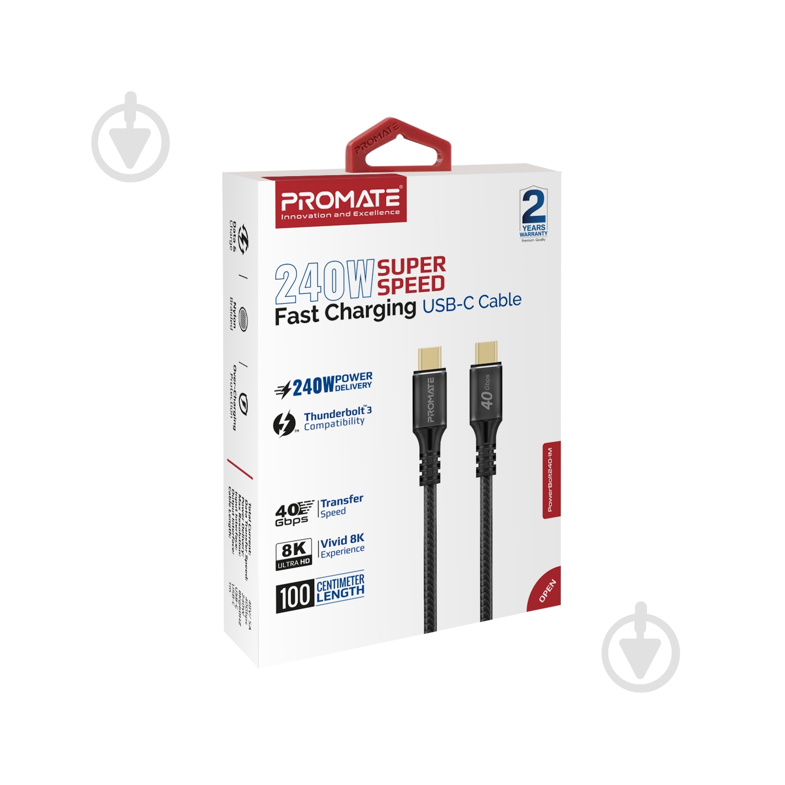 Кабель Promate PowerBolt240-1M USB Type-C to USB Type-C 240W PD 1 м чорний (powerbolt240-1m.black) - фото 7