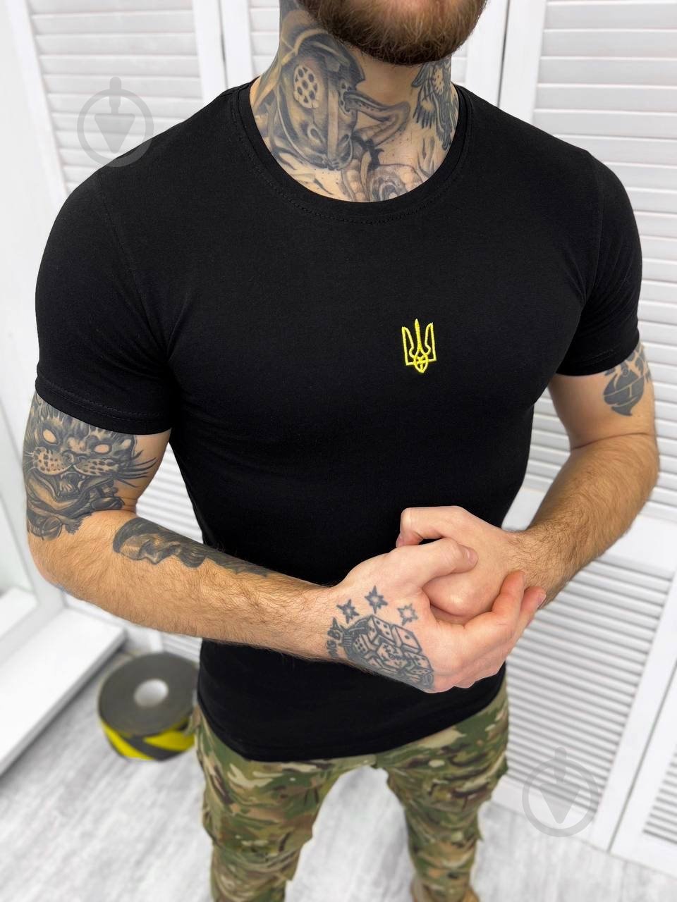 Футболка LOGOS-Tac з вишивкою золотий герб 04-09-00-0014 р.4XL чорний - фото 5