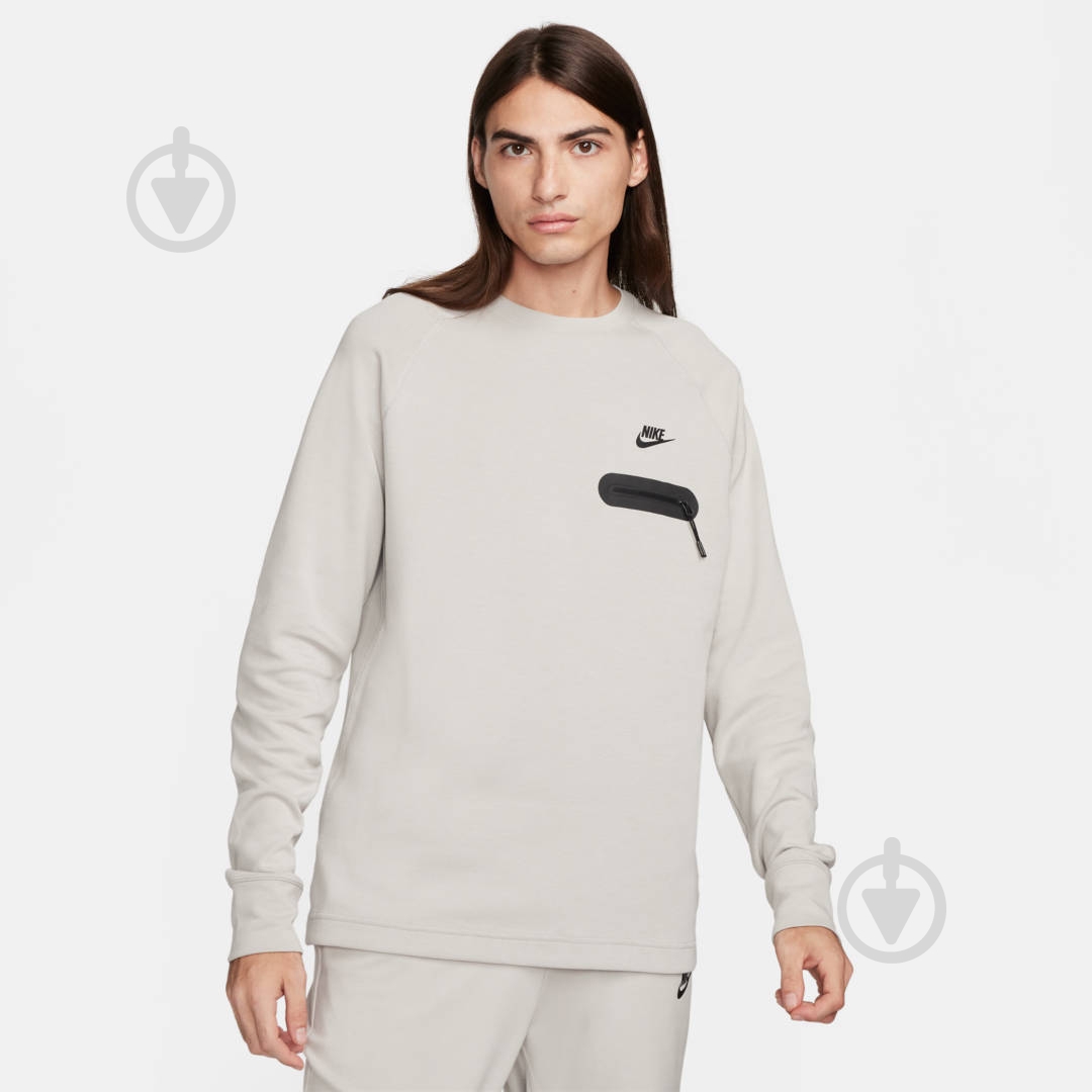 Свитшот Nike M NK TECH LS TOP FD9880-012 р.M серый - фото 1
