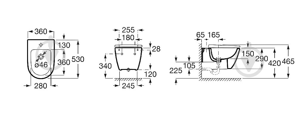Биде подвесное ROCA Ona A357685000 - фото 3