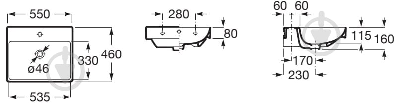 Умывальник ROCA ONA 55x46см A327685000 - фото 4