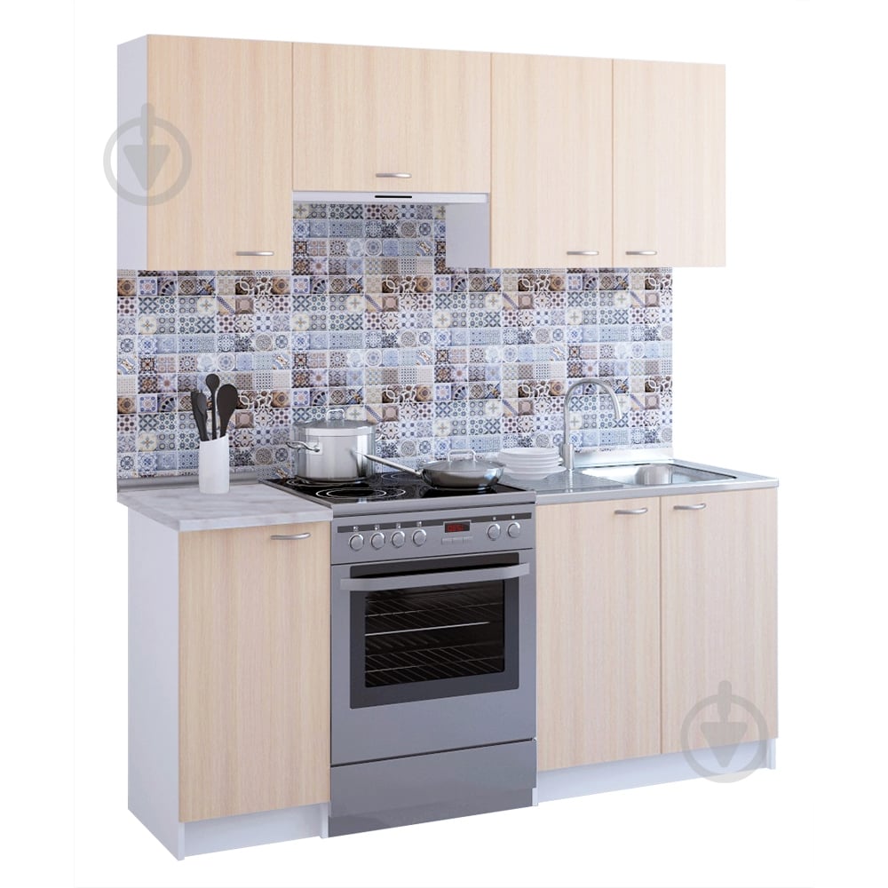 Кухня Хит дуб молочный/белый ЛДСП 1,8 м - фото 1