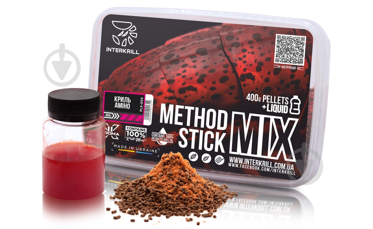 Пеллетс INTERKRILL Method Stick Mix (+ ліквід 40мл) кріль/ аміно 400 г - фото 1
