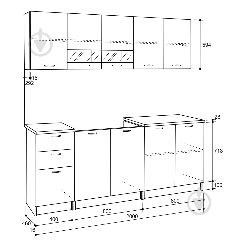 Кухня ROKO Ирэн дуб молочный/белый ДСП 2 м - фото 2