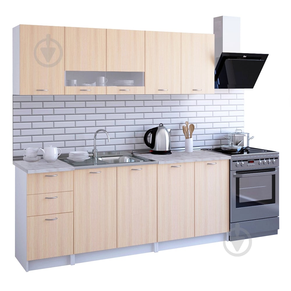 Кухня ROKO Ирэн дуб молочный/белый ДСП 2 м - фото 1