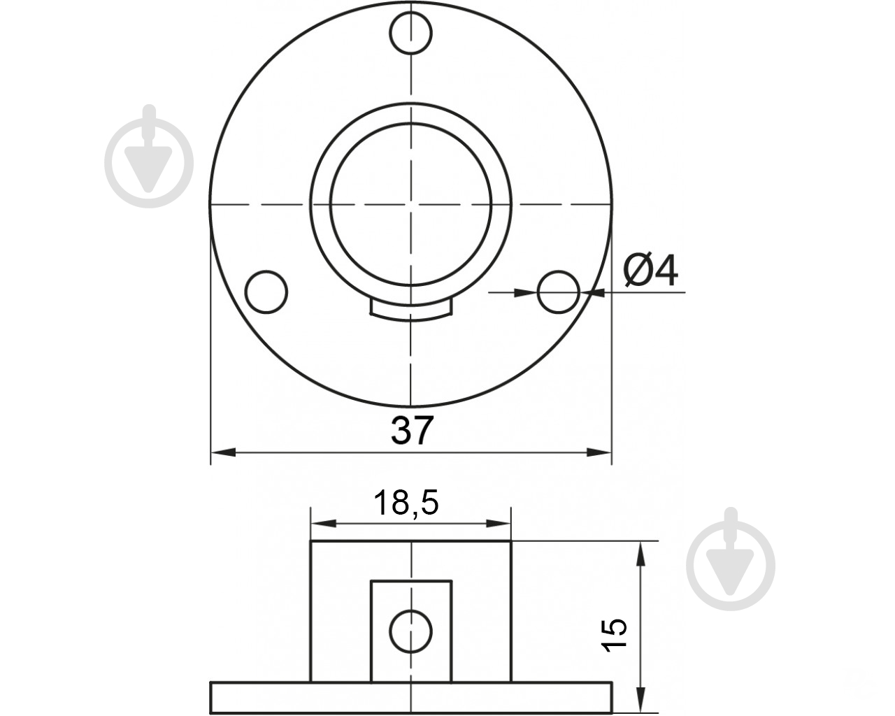 Фланец для трубы DC d16 мм стальной хром - фото 3