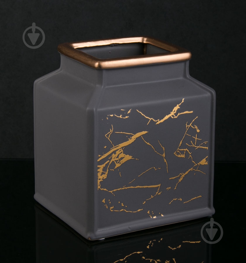 Ваза керамическая Luna Marble 15х18 см 18 см серая - фото 2