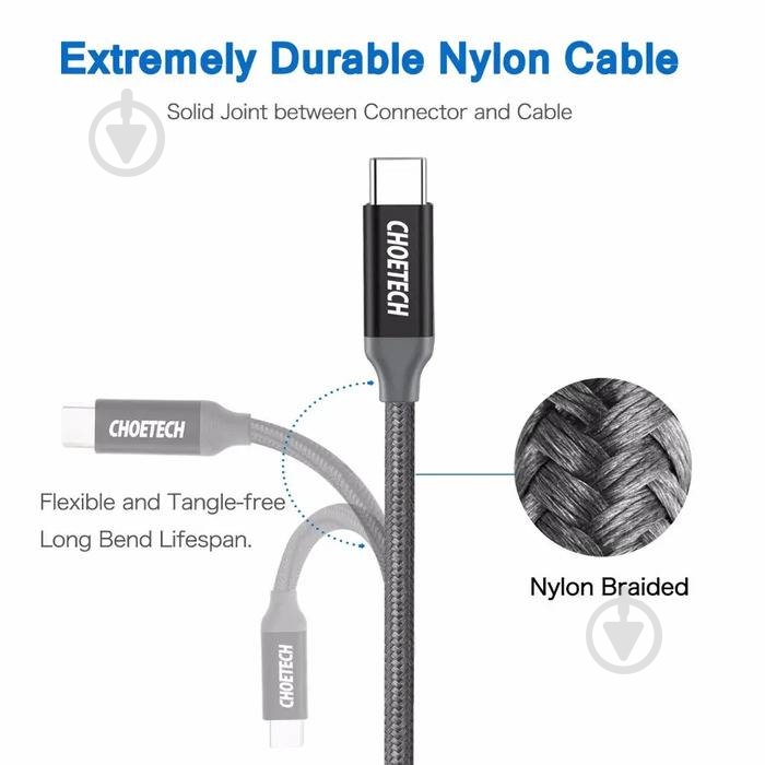 Кабель Choetech 1 м черный (AC0007) - фото 4