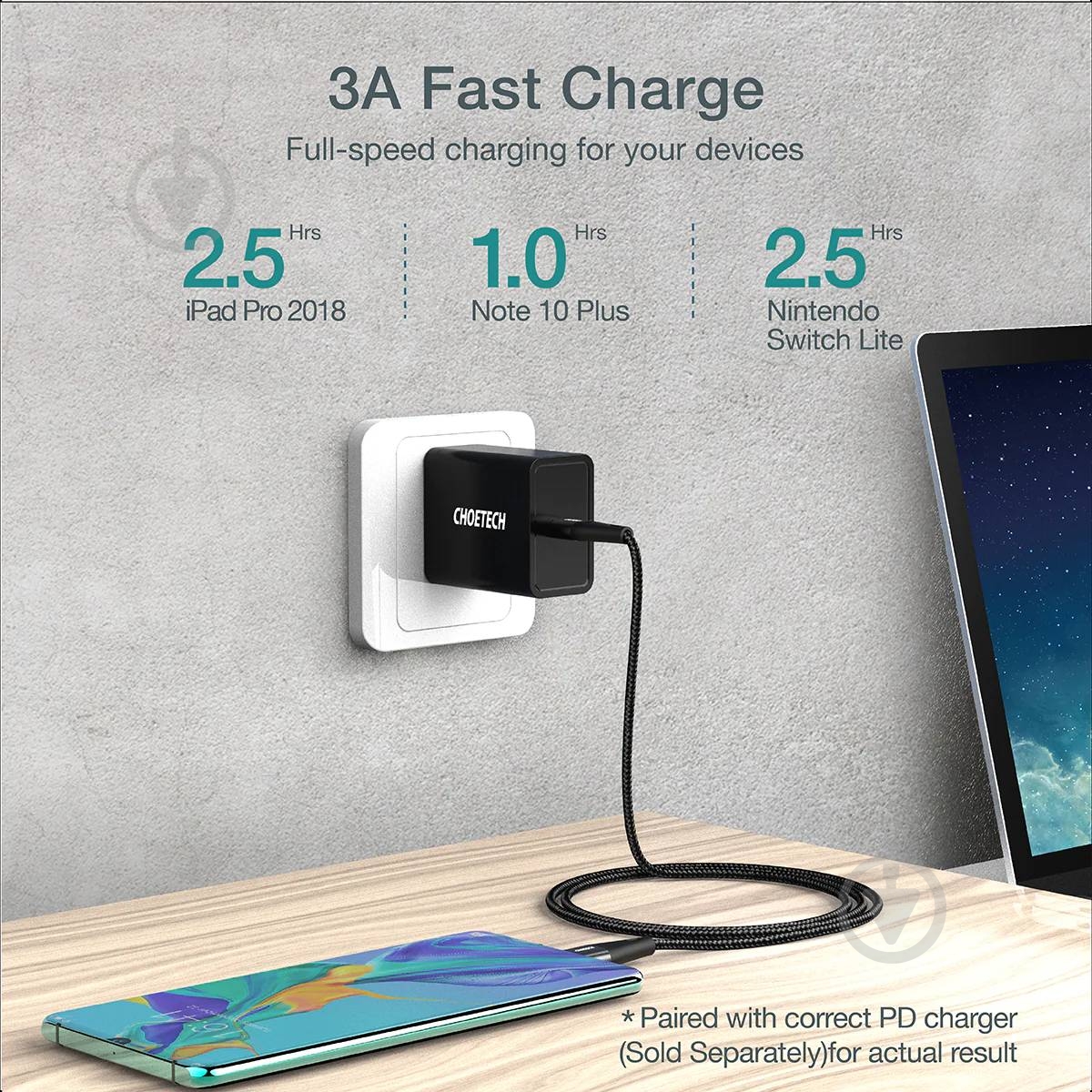 Кабель Choetech 1,2 м черный (XCC-1003) - фото 3