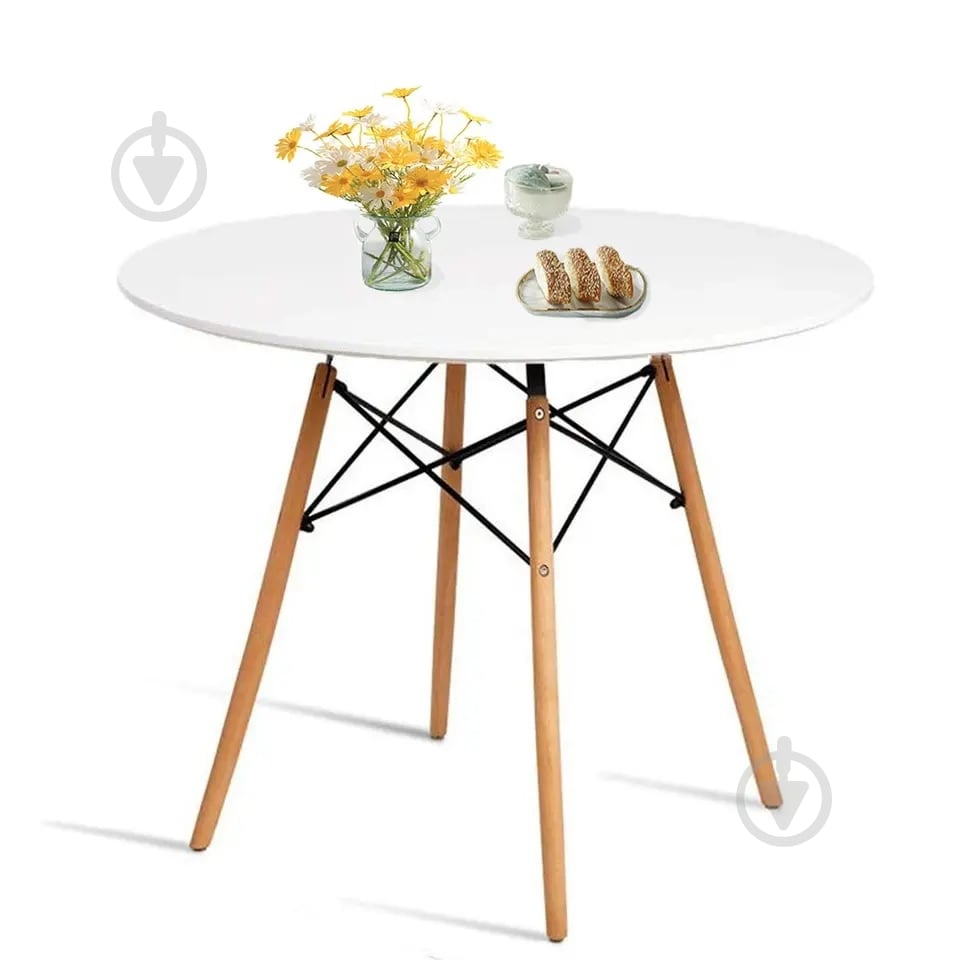 Стол обеденный Мікс Меблі ЭТНА MDF x750мм белый/натуральный - фото 2