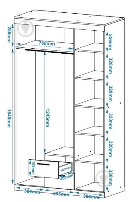 Шкаф гардеробный Моника дуб тахо-белый 2100х536х536 мм белый - фото 2