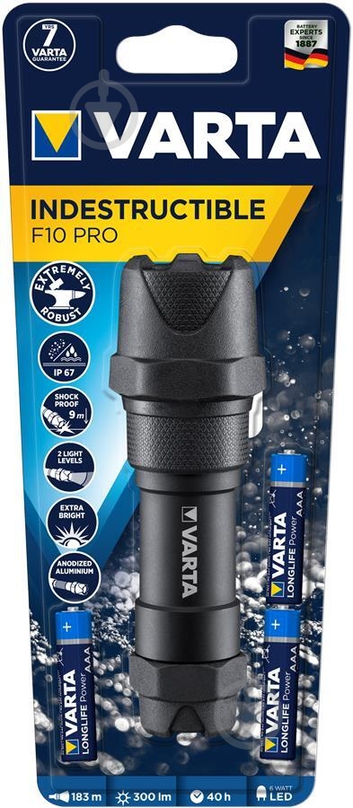 Фонарь Varta Indestructible F10 Pro LED 3хААА черный - фото 3