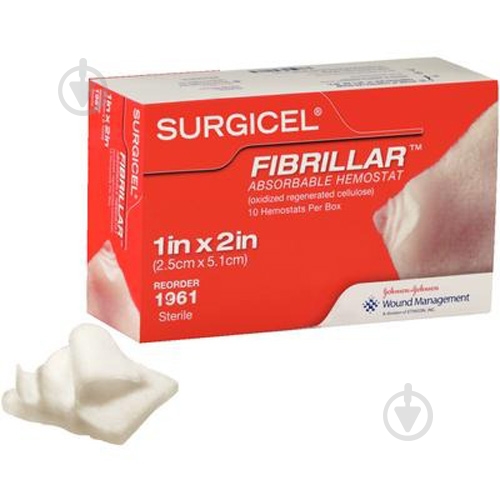 Ethicon Материал хирургический гемостатический рассасывающийся Surgicel Fibrillar 2,5 х 5,1 см стерильные - фото 1