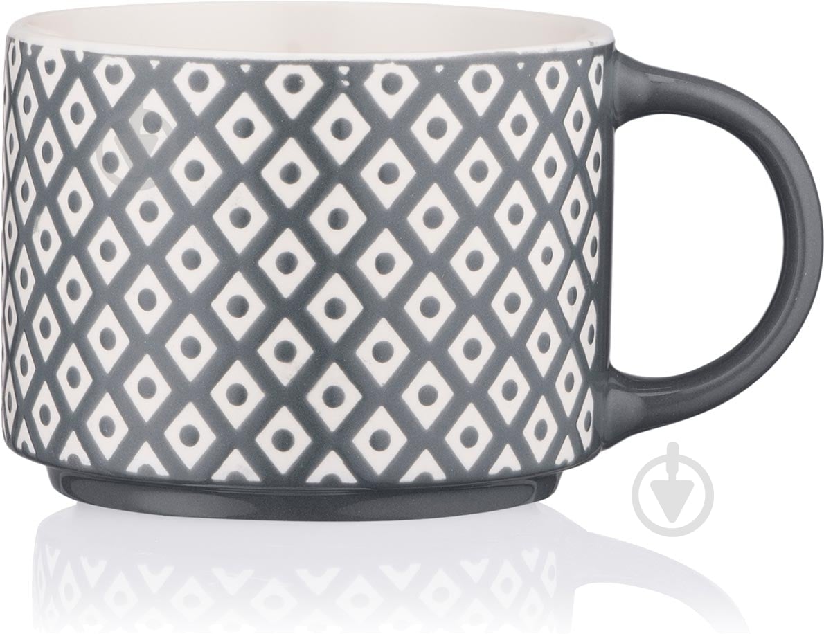 Чашка Ardesto Weaving E 330 мл біло-чорна AR3473E - фото 5
