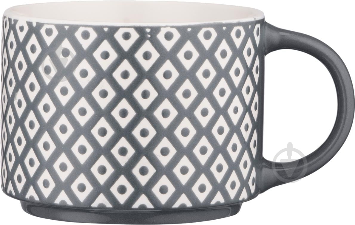 Чашка Ardesto Weaving E 330 мл біло-чорна AR3473E - фото 1