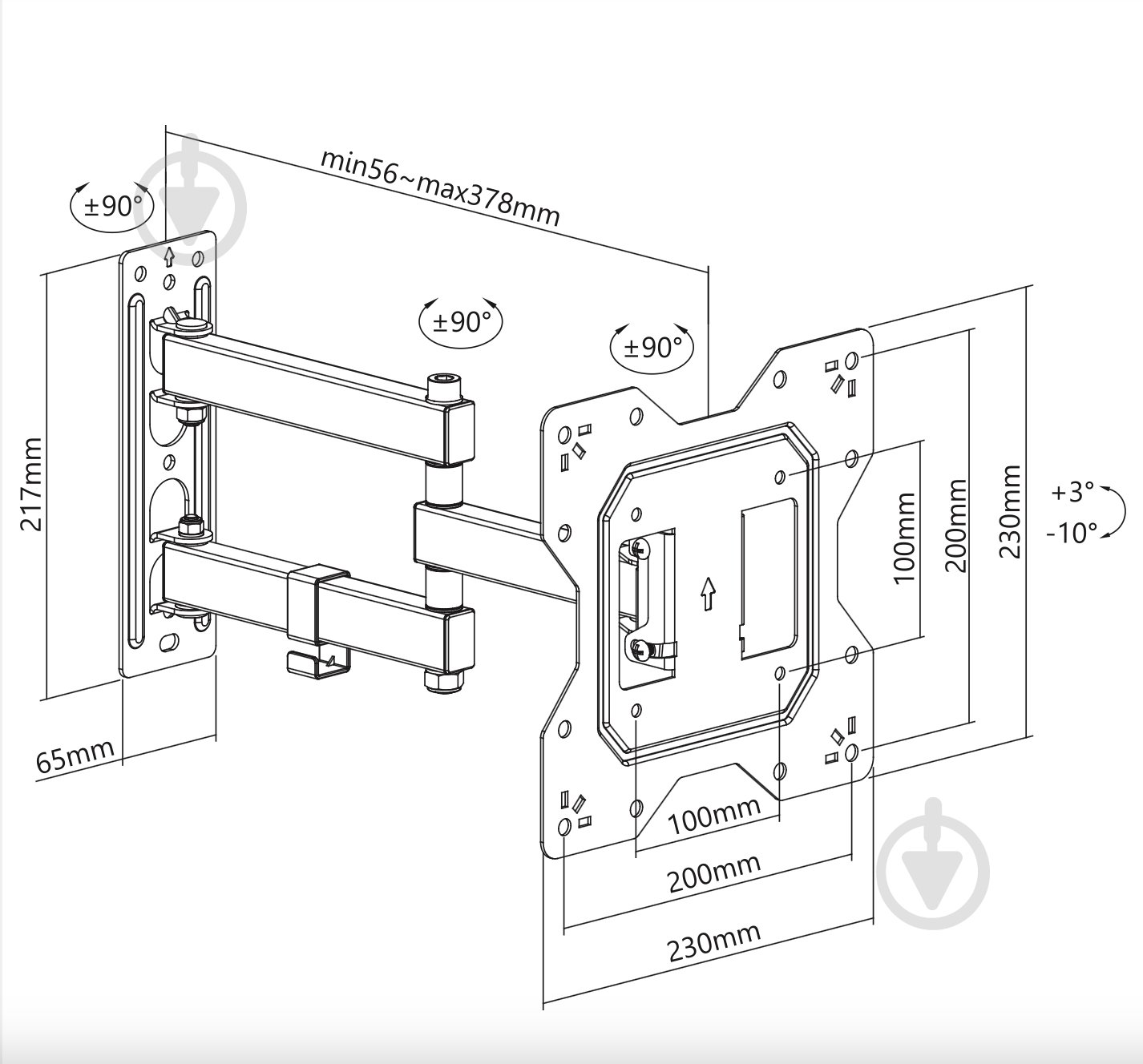 Кріплення для телевізора Kivi Motion-223W, 30кг, поворотно-похилі 23"-43" білий - фото 15