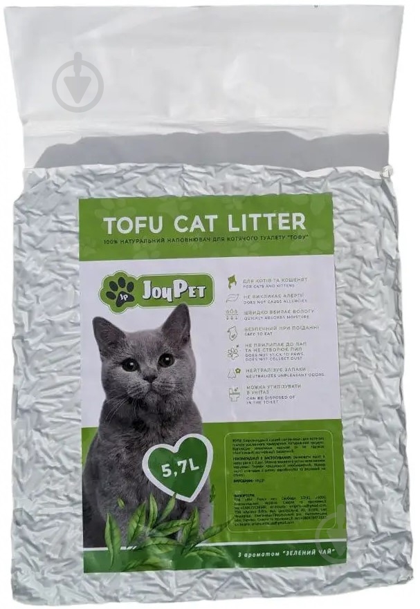 Наповнювач для котячого туалету JOYPET Зелений чай 5,7 л 2,5 кг - фото 2 Наповнювач для котячого туалету JOYPET Зелений чай 5,7 л 2,5 кг - фото 2