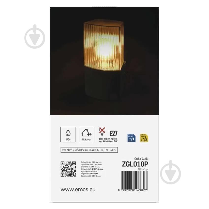 Светильник садовый Emos светодиодный настенный E27 25 Вт IP54 антрацит ZGL010P - фото 14 Светильник садовый Emos светодиодный настенный E27 25 Вт IP54 антрацит ZGL010P - фото 14