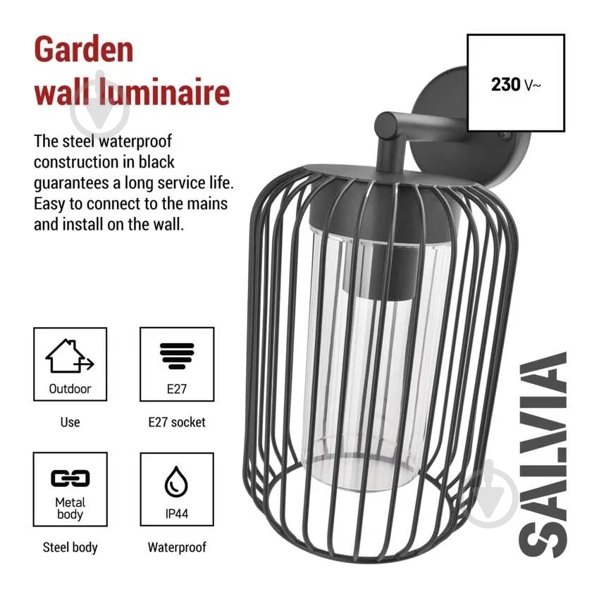 Светильник садовый Emos светодиодный настенный E27 15 Вт IP44 черный ZGD010P - фото 4 Светильник садовый Emos светодиодный настенный E27 15 Вт IP44 черный ZGD010P - фото 4