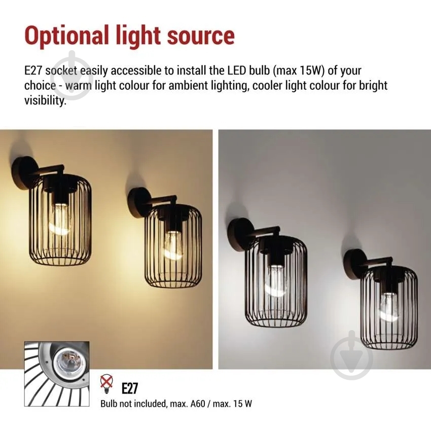 Светильник садовый Emos светодиодный настенный E27 15 Вт IP44 черный ZGD010P - фото 5 Светильник садовый Emos светодиодный настенный E27 15 Вт IP44 черный ZGD010P - фото 5