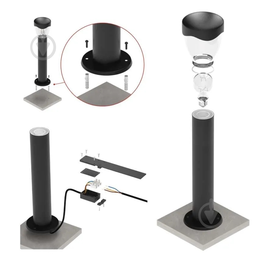 Світильник садовий Emos світлодіодний стовпчастий E27 15 Вт IP44 антрацит ZGA0C0P - фото 19