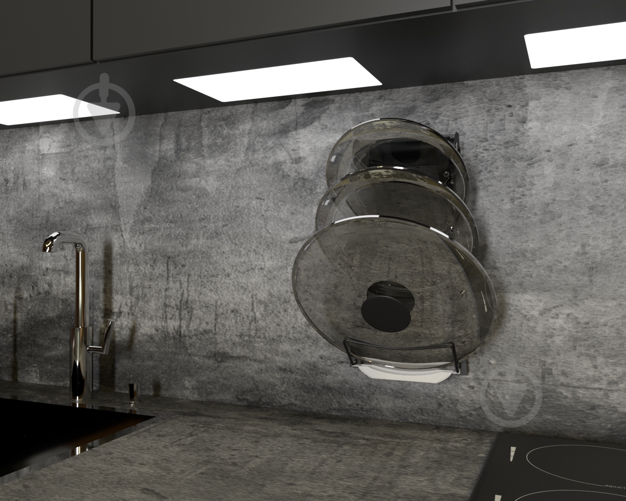 Полиця для кришок DC 105x340 мм навісна чорна - фото 3 Полиця для кришок DC 105x340 мм навісна чорна - фото 3