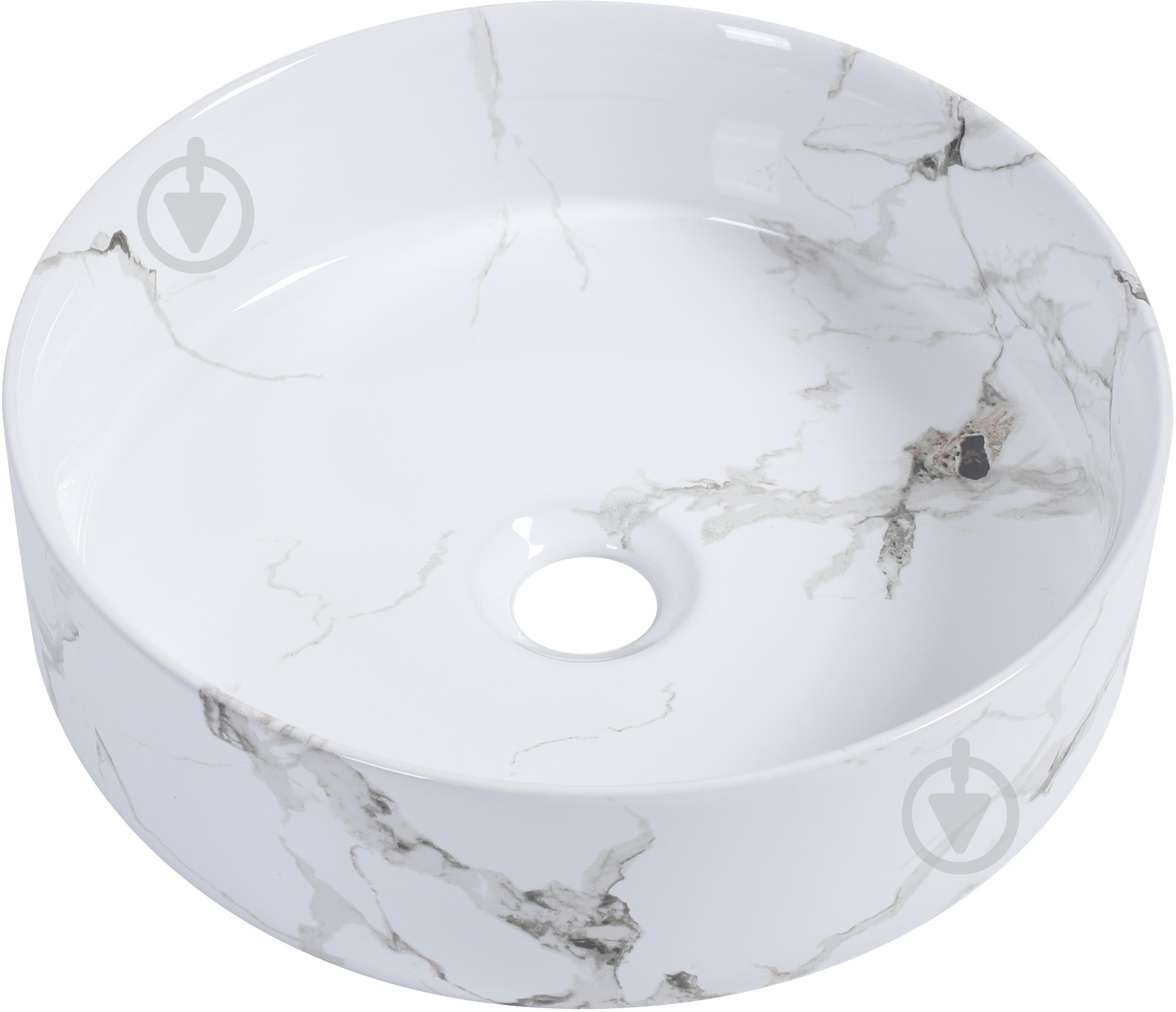 Умывальник EGO на столешницу STONE MARBLE 36х36х12 см - фото 2