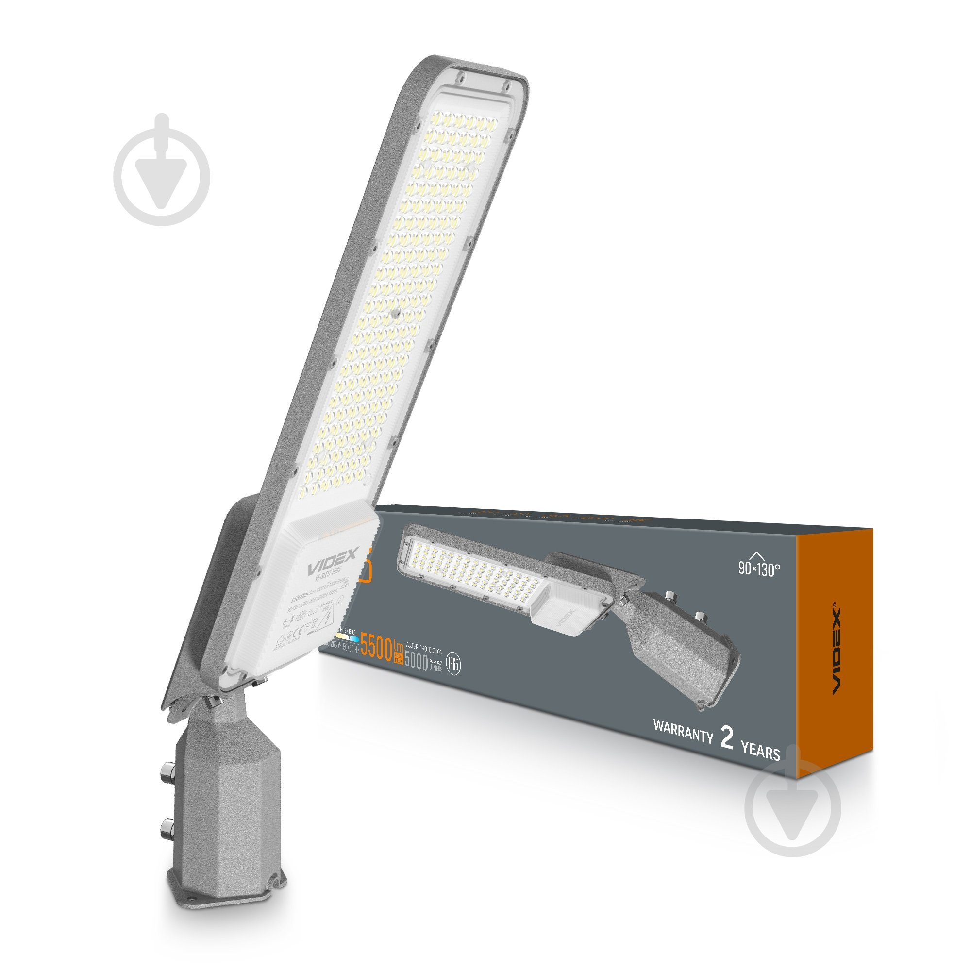 Фонарь уличный светодиодный Videx IP65 SLE17 11000Lm 5000K 220V 100 Вт серый 27955 - фото 1