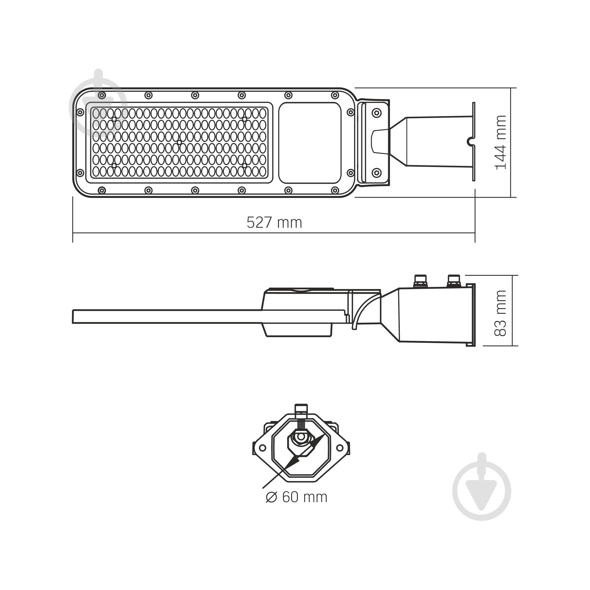 Фонарь уличный светодиодный Videx IP65 SLE17 11000Lm 5000K 220V 100 Вт серый 27955 - фото 3