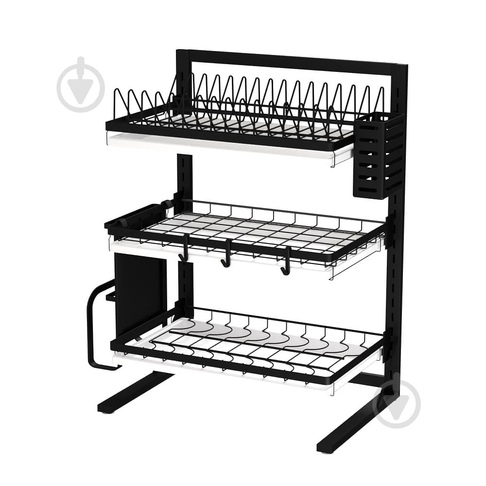 Сушилка для посуды DC 415x570x295 мм черная настольная - фото 1