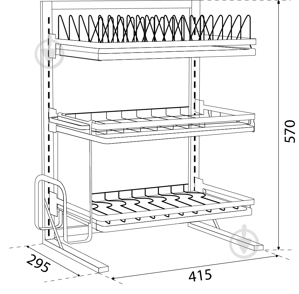 Сушилка для посуды DC 415x570x295 мм черная настольная - фото 4