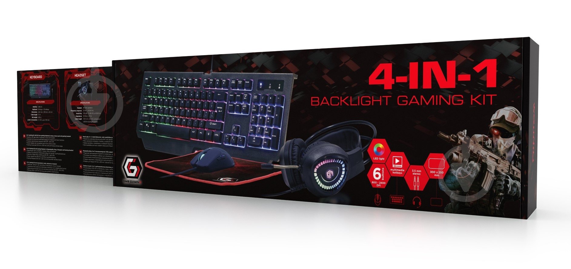 Комплект клавиатура и мышь Gembird 4-в-1 с RGB подсветкой - фото 6