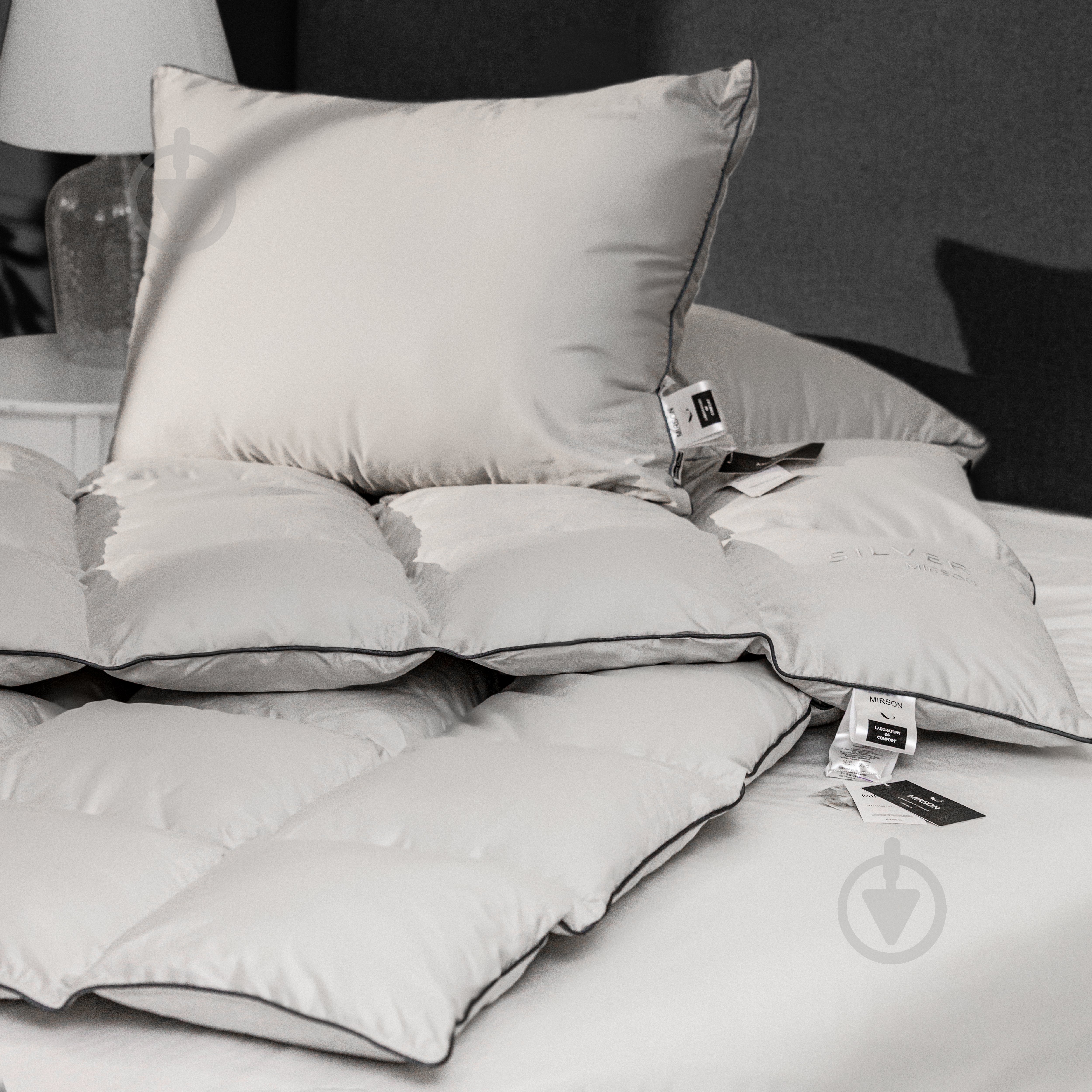 Одеяло пуховое № 065 Silver Cloud демисезон 200x220 см MirSon серебряный - фото 5