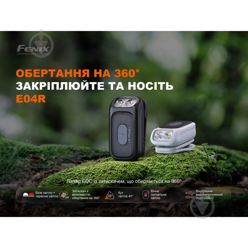 Фонарь Fenix Light 300 Lm черный E04RB - фото 6