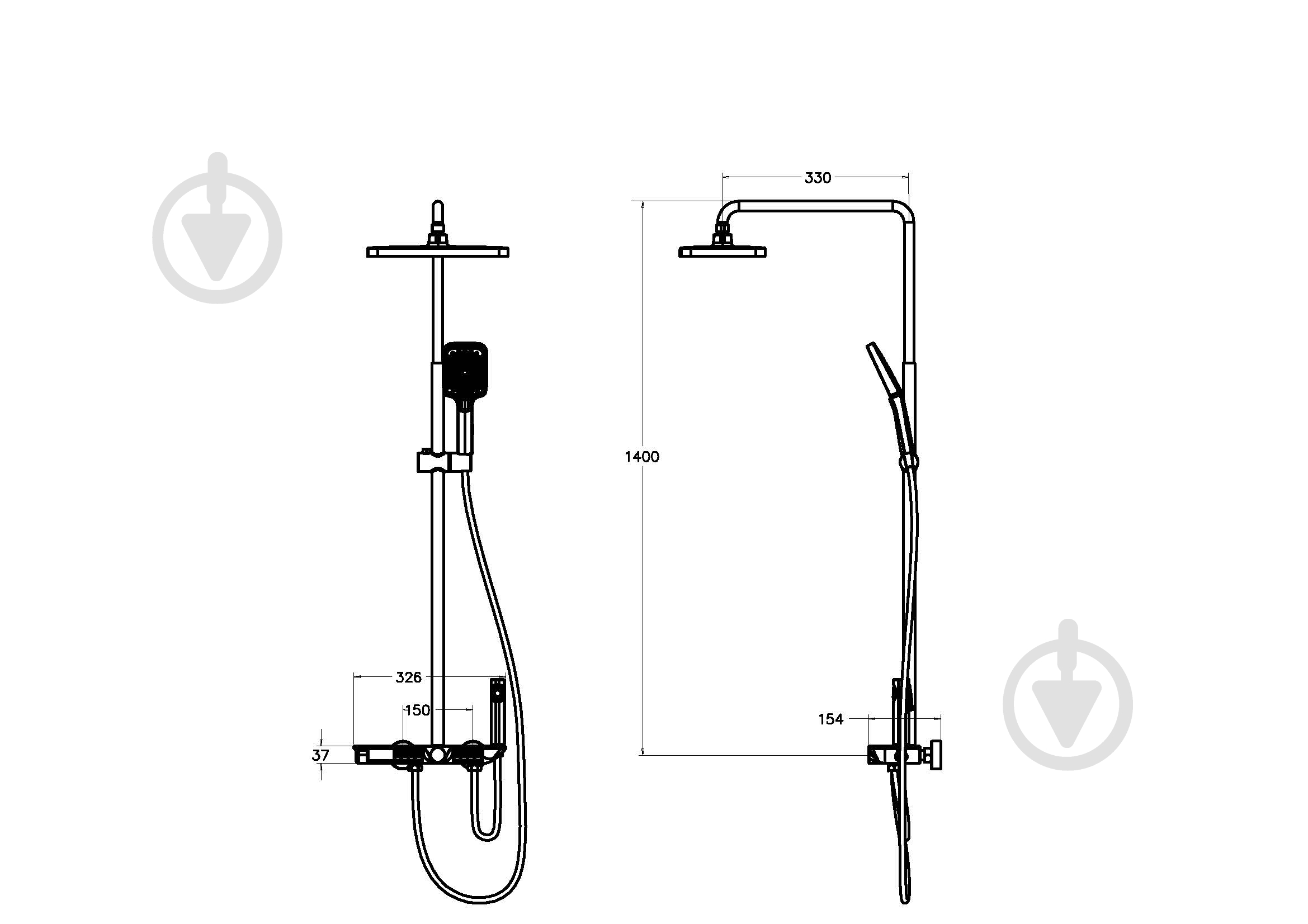 Душевая система Aqua Rodos Woda 02 Gun Metal - фото 2 Душевая система Aqua Rodos Woda 02 Gun Metal - фото 2