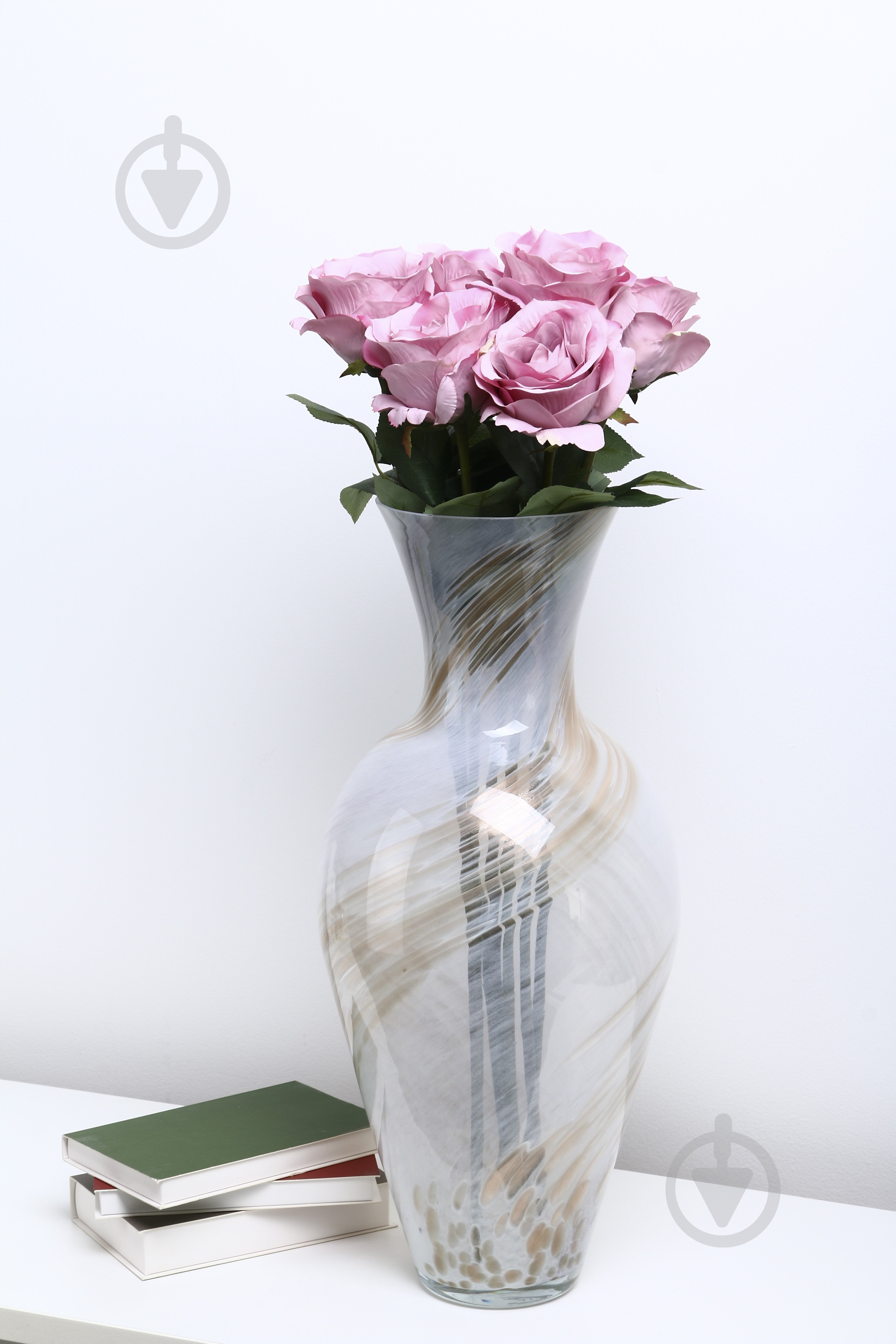 Ваза стеклянная Antonio Tammaro Twist D24 H55 55 см белая с лиловым VAS4490-1167 - фото 4 Ваза стеклянная Antonio Tammaro Twist D24 H55 55 см белая с лиловым VAS4490-1167 - фото 4