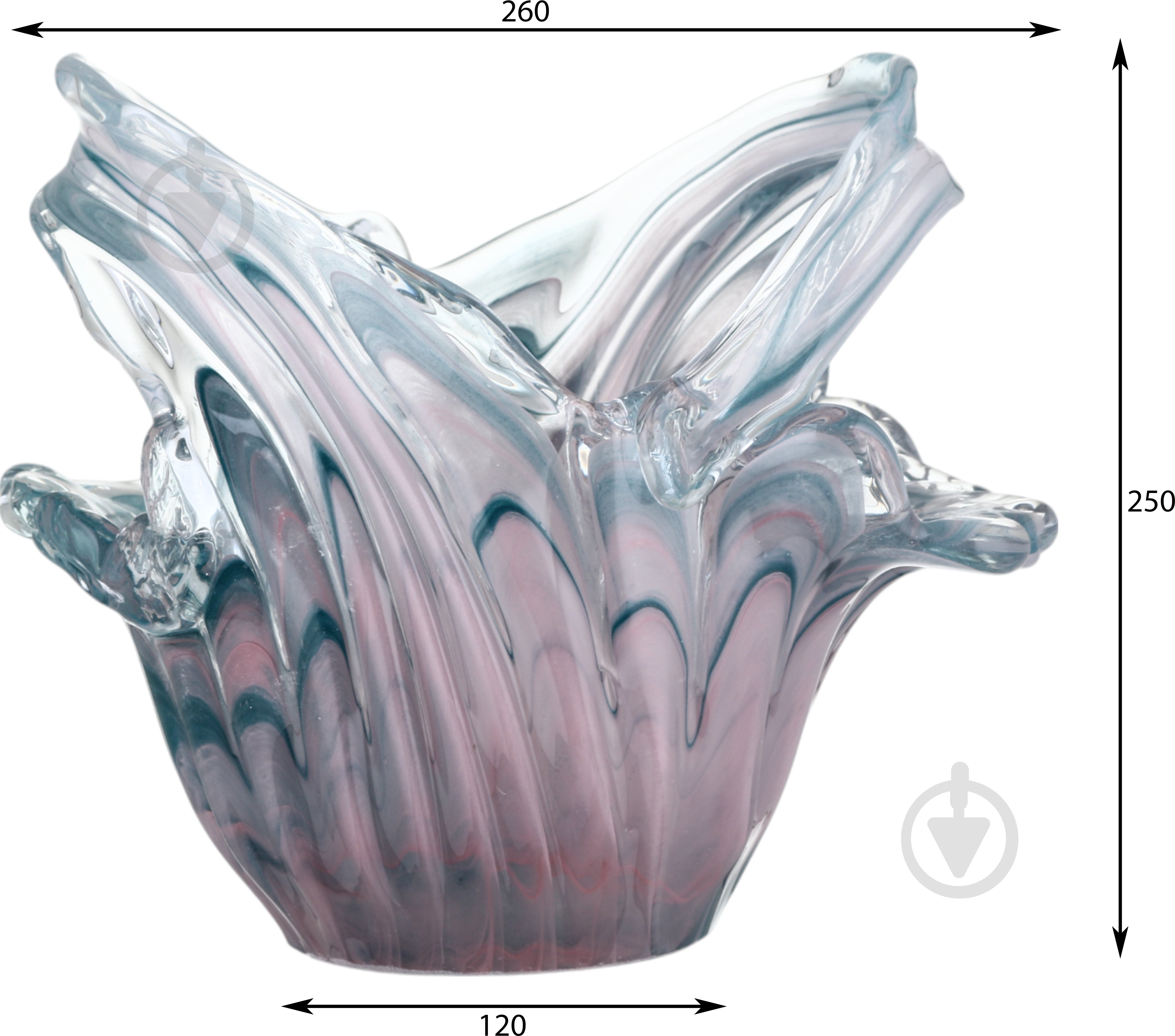 Ваза стеклянная Antonio Tammaro Abbraccio D30 H25 25 см голубая с розовым CNT8011-256 - фото 2 Ваза стеклянная Antonio Tammaro Abbraccio D30 H25 25 см голубая с розовым CNT8011-256 - фото 2