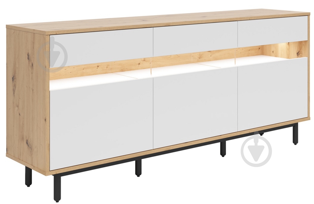 Комод BRW GAP 3д3ш 1900x850x450 мм білий/дуб артізан (S572-KOM3B3S-DASN/BI/RAL7021-FMIX70-KPL01) - фото 1 Комод BRW GAP 3д3ш 1900x850x450 мм білий/дуб артізан (S572-KOM3B3S-DASN/BI/RAL7021-FMIX70-KPL01) - фото 1