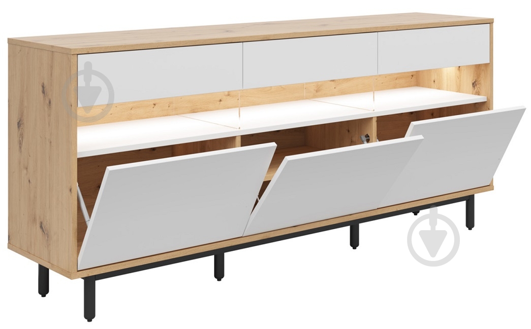 Комод BRW GAP 3д3ш 1900x850x450 мм білий/дуб артізан (S572-KOM3B3S-DASN/BI/RAL7021-FMIX70-KPL01) - фото 3 Комод BRW GAP 3д3ш 1900x850x450 мм білий/дуб артізан (S572-KOM3B3S-DASN/BI/RAL7021-FMIX70-KPL01) - фото 3