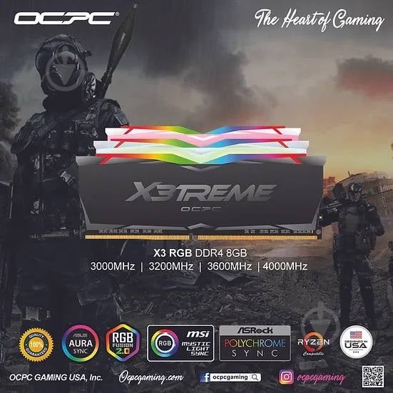 Оперативная память OCPC DDR4 SDRAM 16 GB (2x8GB) 4000 MHz (MMX3A2K16GD440C19BL) - фото 2 Оперативная память OCPC DDR4 SDRAM 16 GB (2x8GB) 4000 MHz (MMX3A2K16GD440C19BL) - фото 2