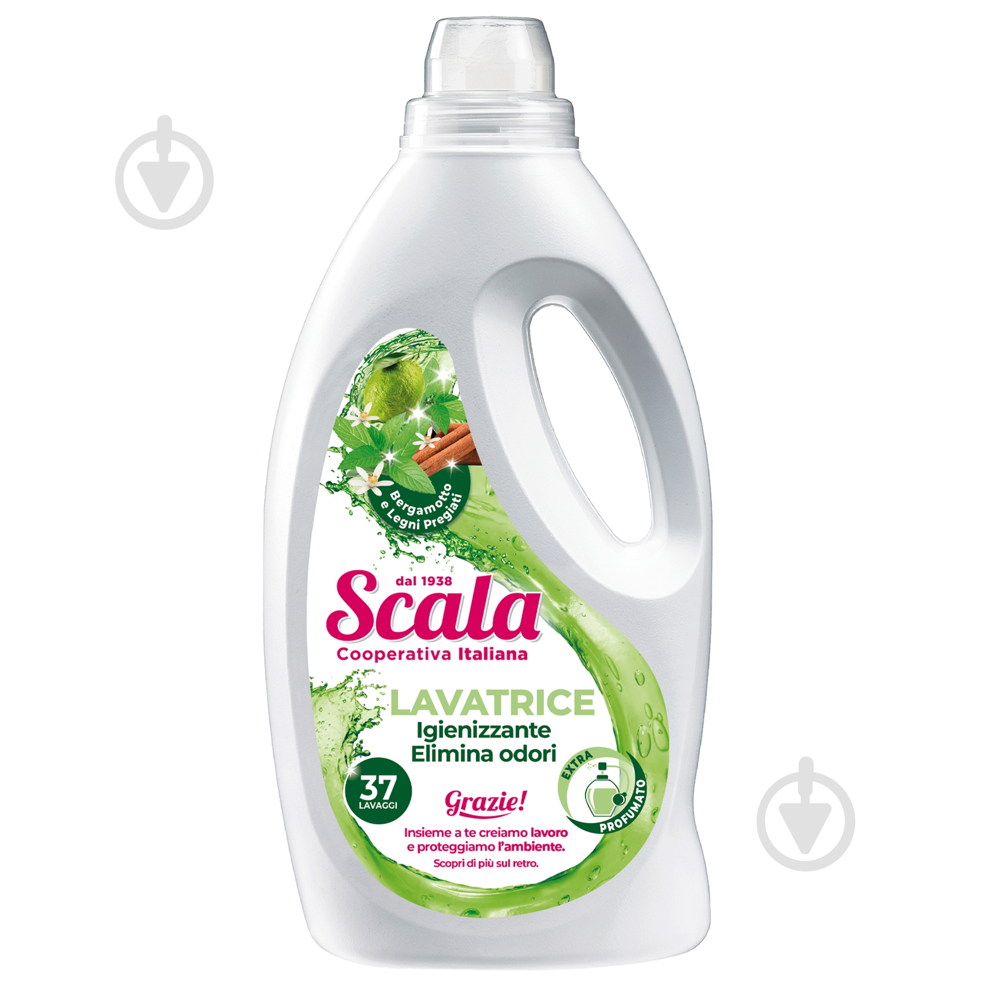 Гель для машинной и ручной стирки Scala Гель для стирки Scala Lavatrice Bergamotto & Legni Pregiati на 37 стирок 1500 мл 1,5 л - фото 1