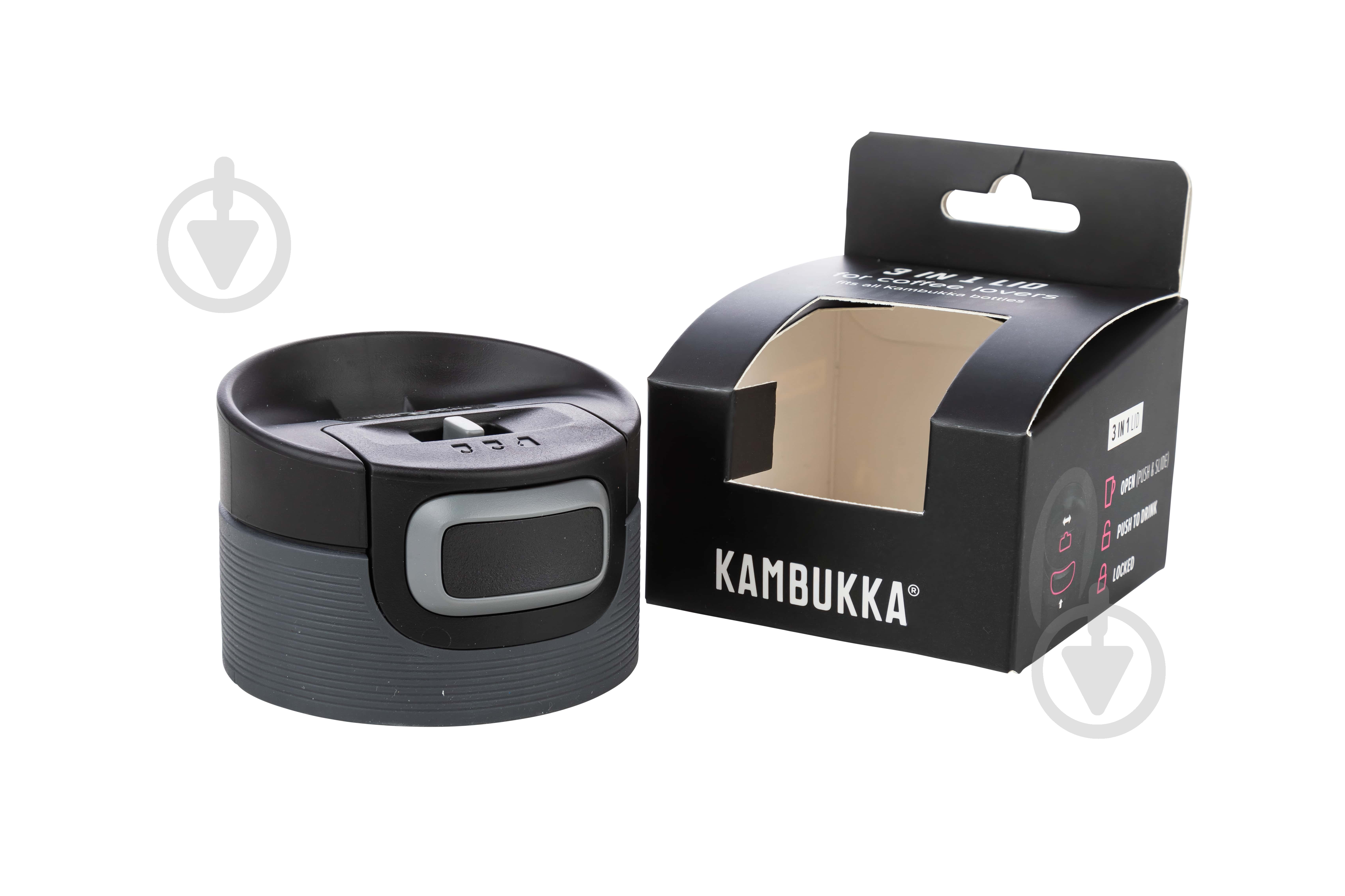 Кришка Kambukka 3 в 1 з технологією Snapclean чорна - фото 1
