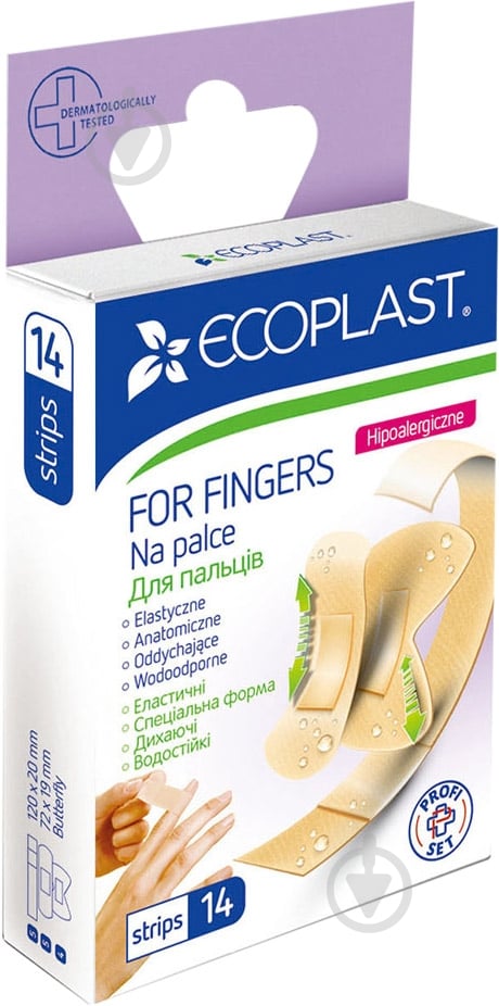 Лейкопластир ECOPLAST для пальців 120х20 мм, 72х19 мм та метелик нестерильні 14 шт. - фото 1 Лейкопластир ECOPLAST для пальців 120х20 мм, 72х19 мм та метелик нестерильні 14 шт. - фото 1